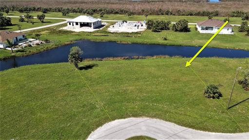 Aerial view of lot looking west