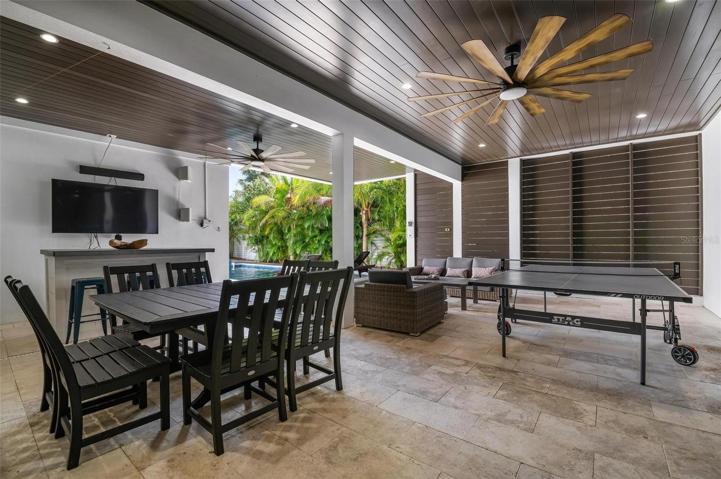 Undercover pool area for dining and games