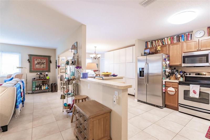 Updated kitchen is open to dining room and living room