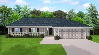 Floor plan sample exterior 1775 D elevation- railed front porch.