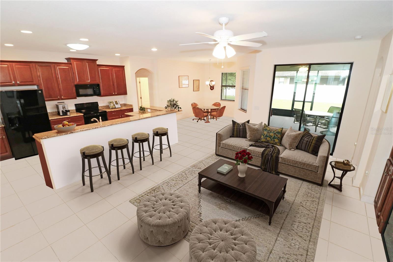 Main living area - virtually staged