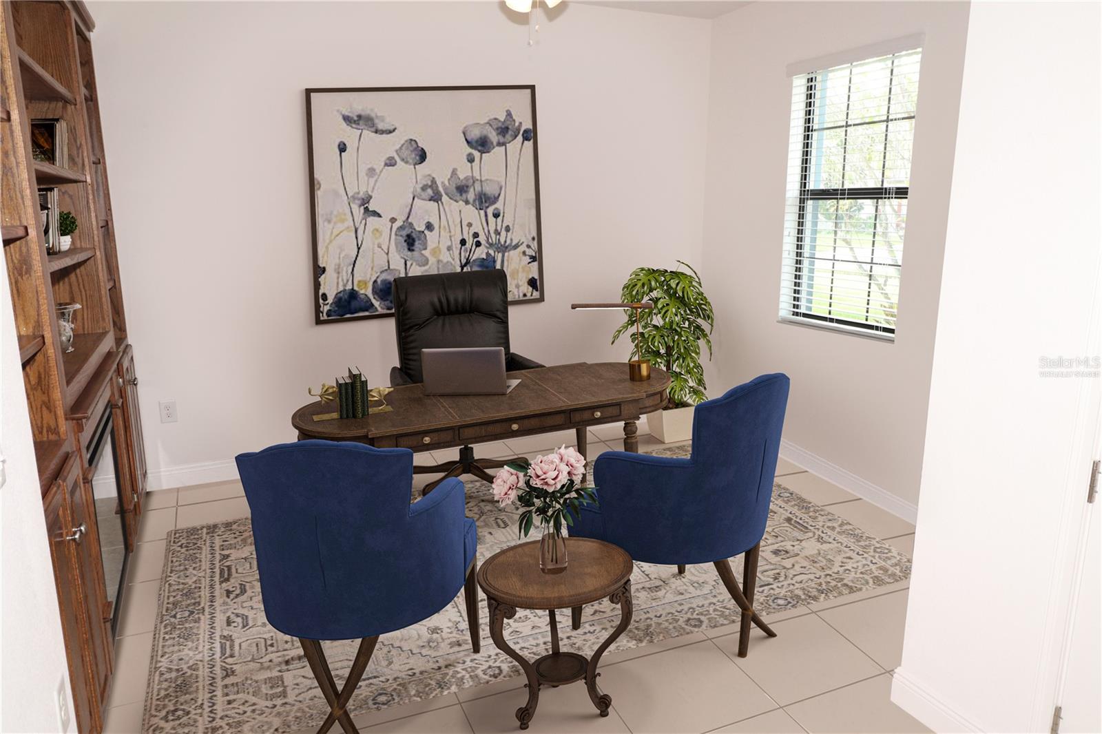 Home office space - virtually staged