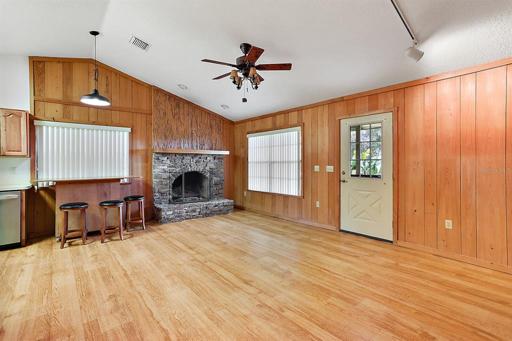 Living room with fireplace