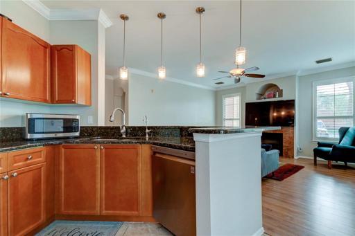 Gas Stove, Wood Cabinets, Tile Floor