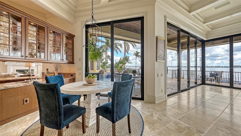 Breakfast area with views of the Bay