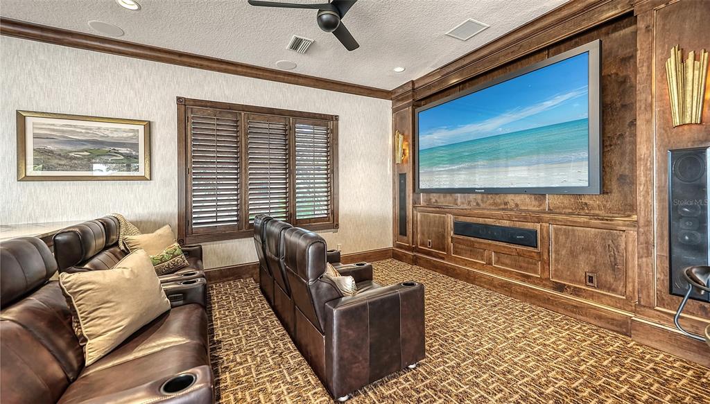 Media room with theatre style seating
