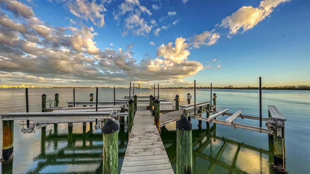 Private dock with 10k lb boat lift, small boat lift and jet ski lifts