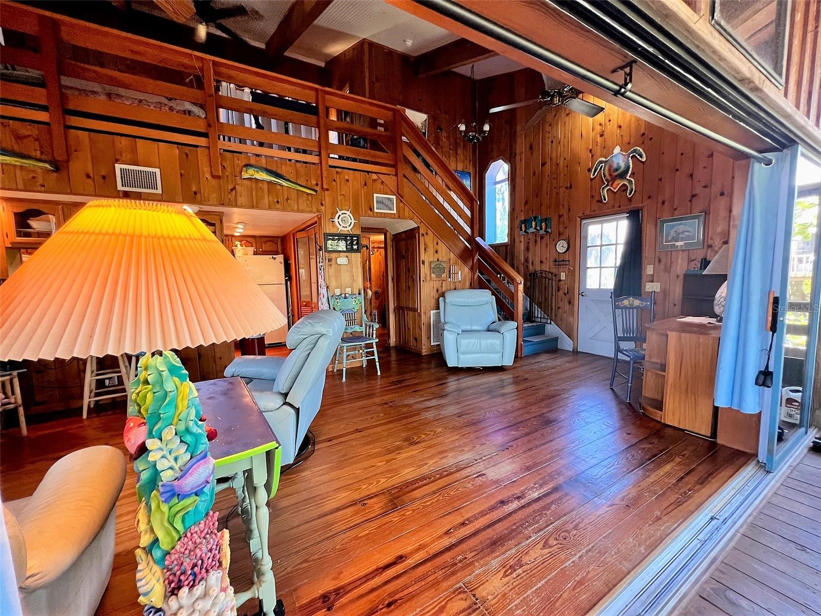 Stairs lead to MB loft area