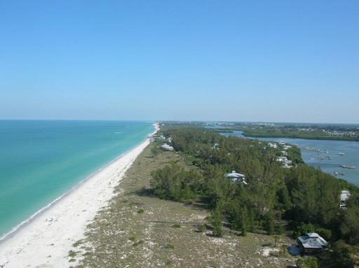 Aerial View of the Beach and Island.