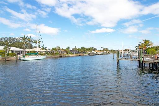 Waterfront home on deep, wide canal.