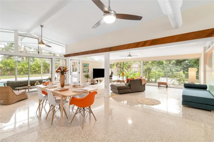 Open space living and dining area