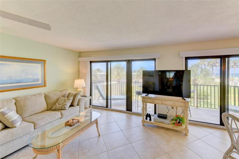 Living Room With Great Gulf View And Large Sliders To The Double Baloney!