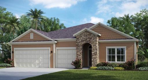 Artist rendering; illustration only; colors, features, and garage orientation may differ.