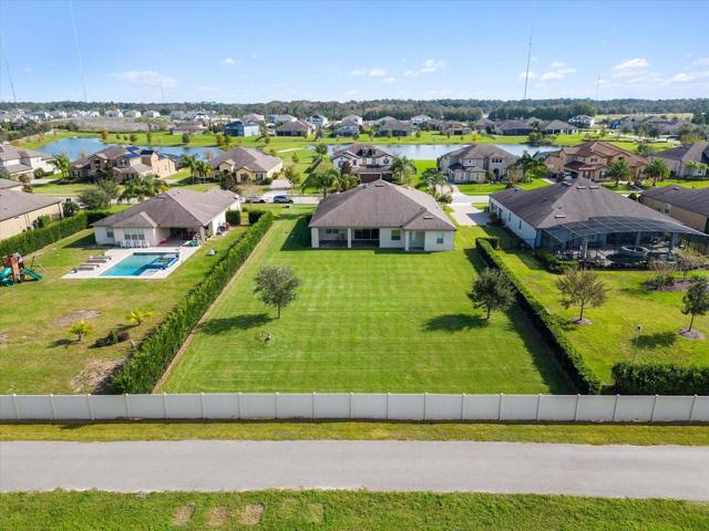 Aerial shot of backyard.
