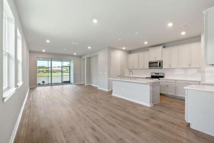 View of Great Room, Kitchen, Dining