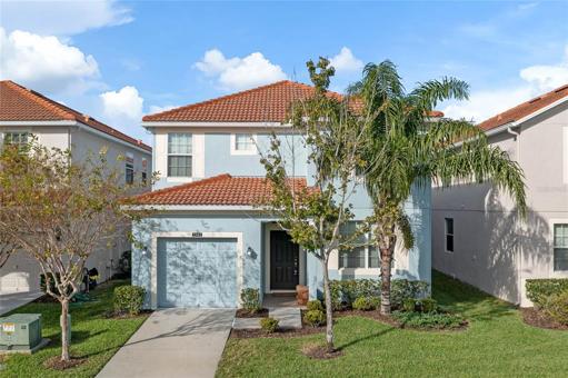 Welcome to Paradise Palms and this **FULLY FURNISHED** 5BD/5BA **POOL HOME** complete with a bright open floor plan, DUAL PRIMARY SUITES and a two story living room, zoned for SHORT TERM RENTALS with fantastic RESORT STYLE AMENITIES!