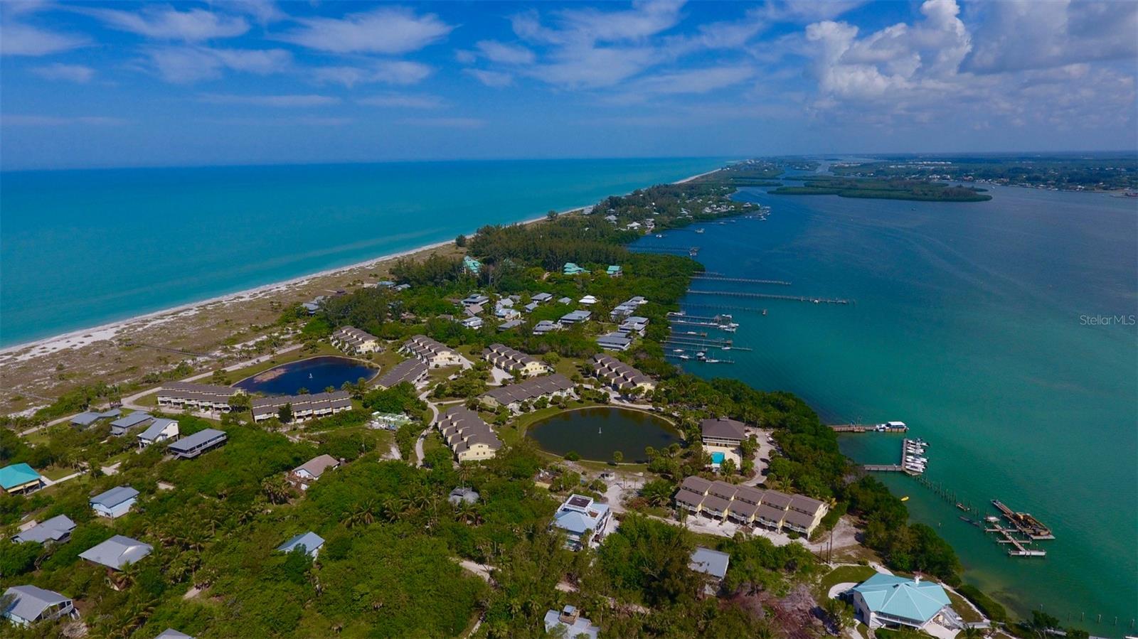 Hideaway Bay Beach Club has always been one of the most solid investments on Little Gasparilla Island.  Dollar for dollar, they have one of the best returns for an owner!  18 acres of Gulf to Bay property with private ferry system, Lots of boat dockage and a PRIVATE beach on the Gulf of Mexico.  All at an affordable price! Photo is looking North on the island
