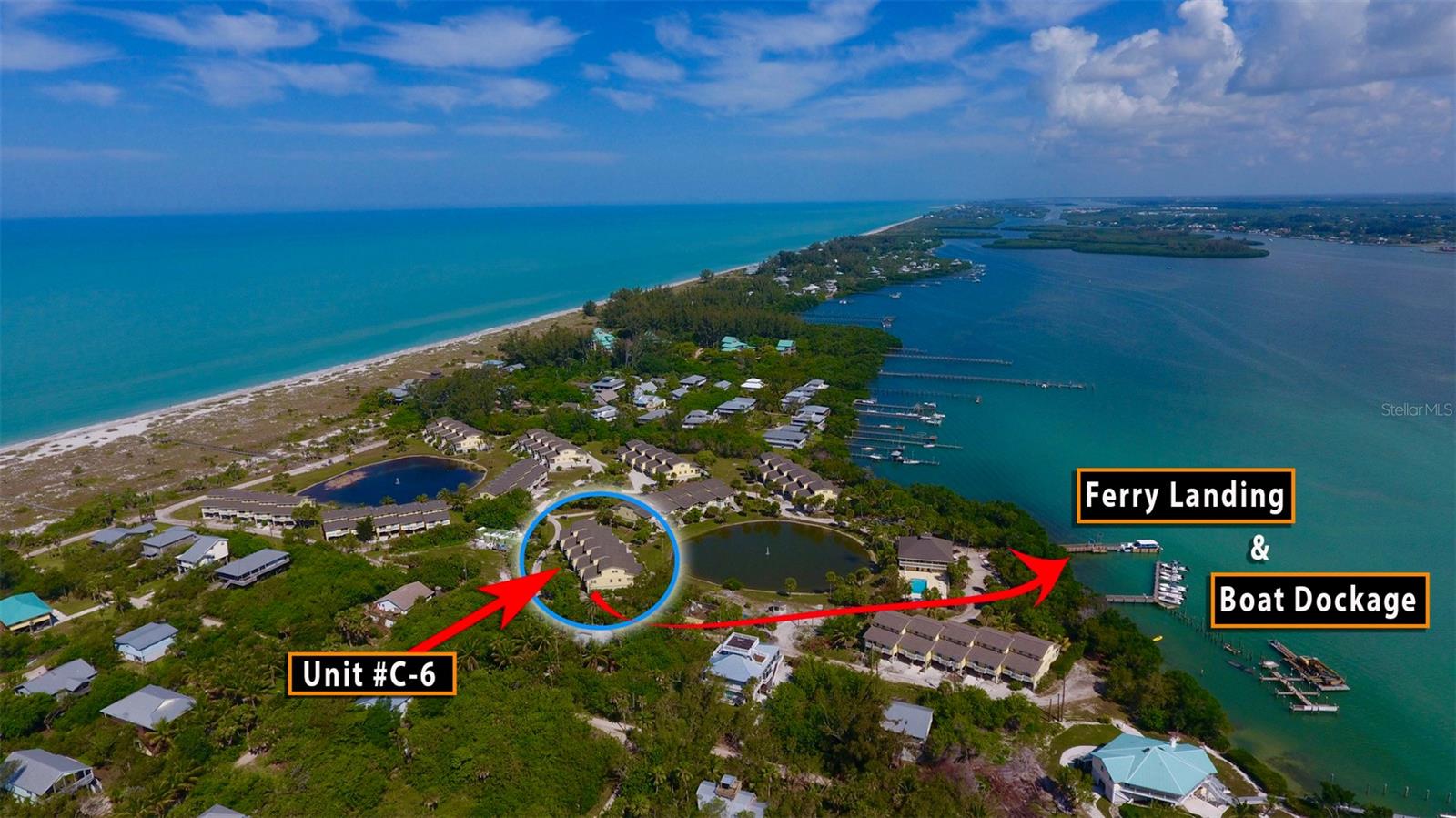 Build C and Unit 6 are directly in the middle of the complex.  Easy acces when loading or off loading from the ferry system or boat docks.