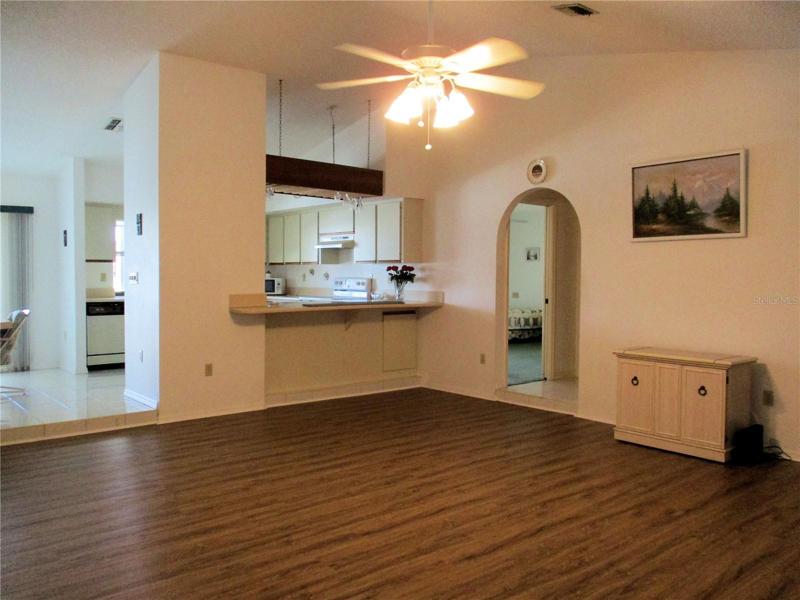 Living room looking toward pass-through to kitchen
