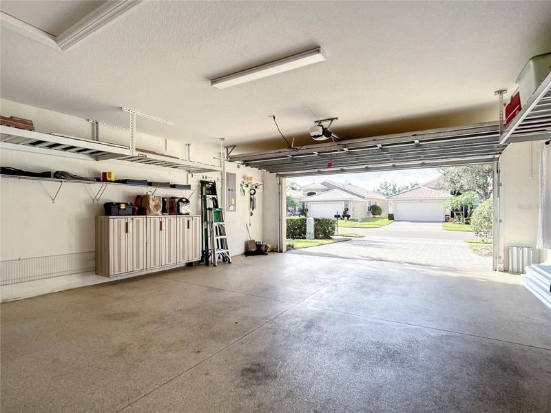 Large garage with epoxy floor