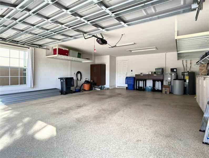 20X24 garage with hanging storage