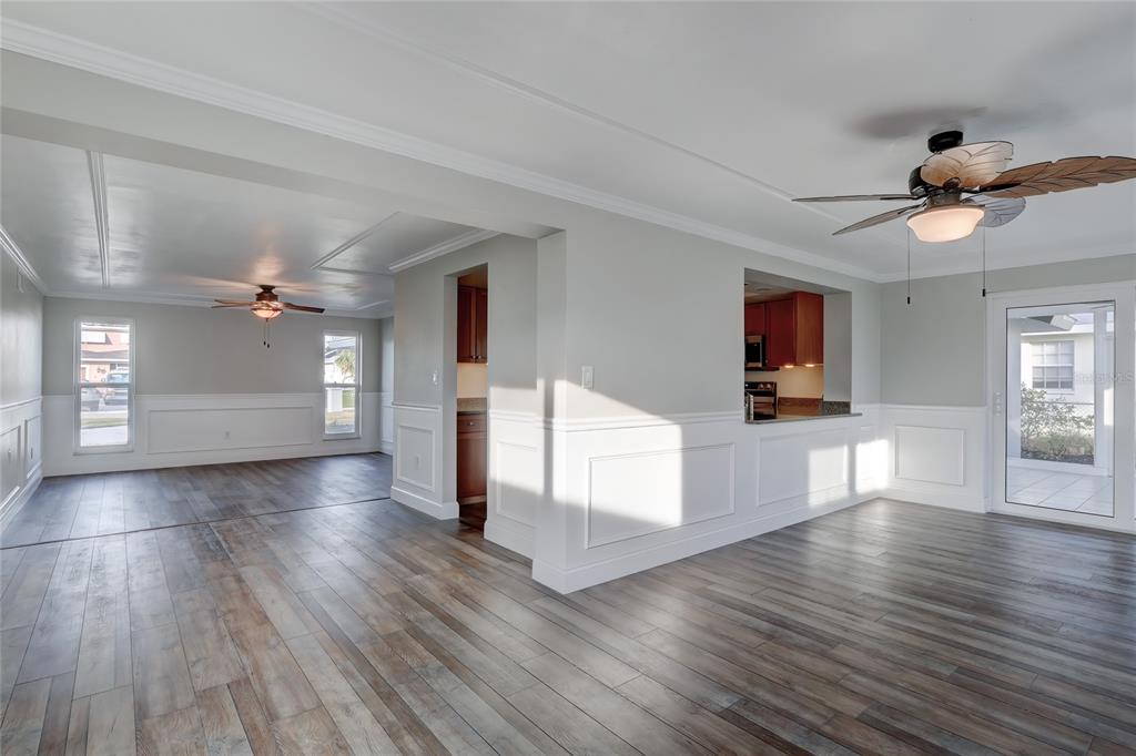 Virtually Staged Living Room and Dining Room Area