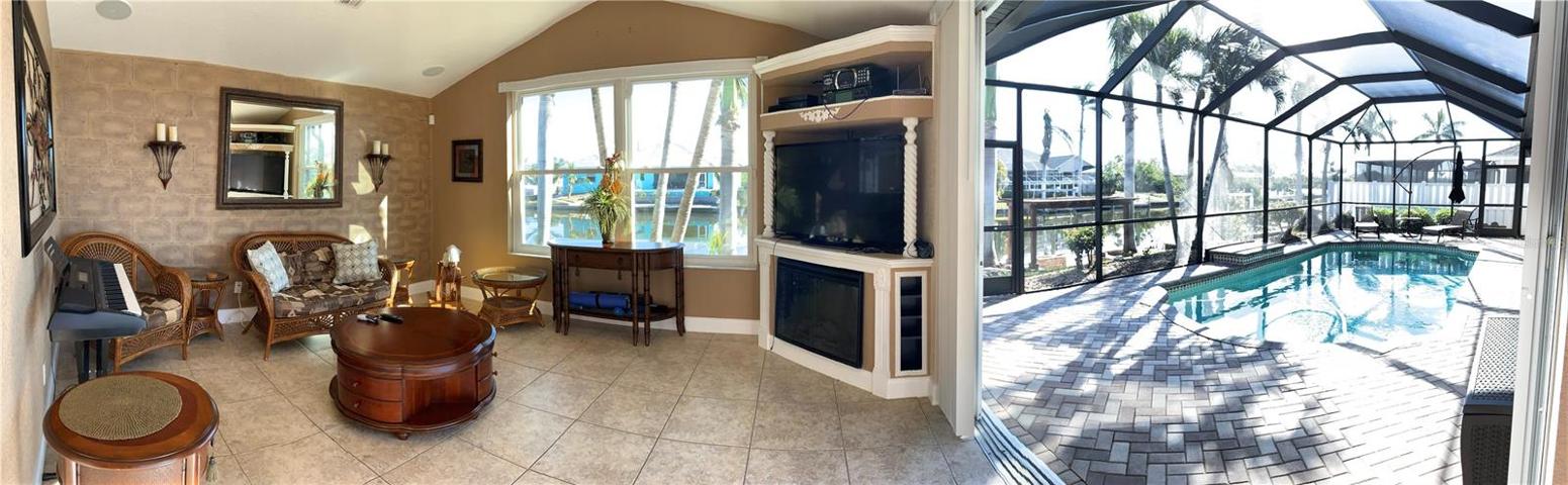Family room going into the pool