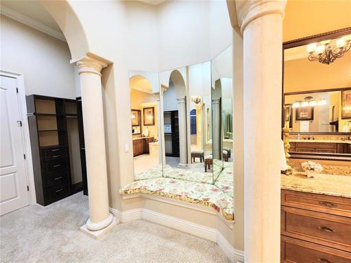 1st Floor Master Suite Bedroom 1:  Sitting Ledge in 3 Way Mirror Area