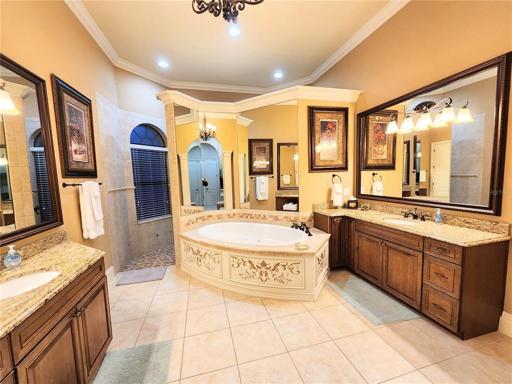 1st Floor Master Suite Bathroom 1   Dimensions (13x16) Horseshoe Shower Behind Mirrored Tub Walls