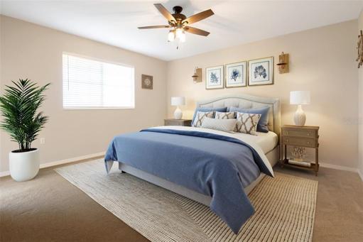 Virtually staged - spacious Master bedroom with ensuite bath.