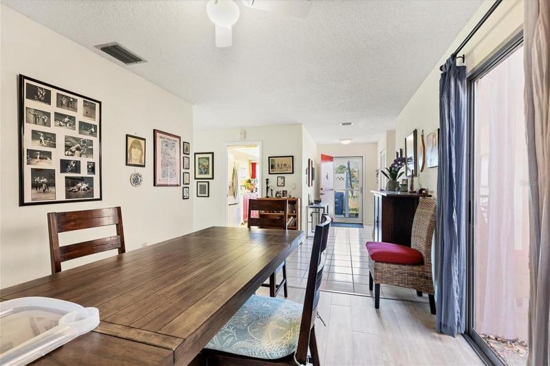 The view from the dining room to the front door.