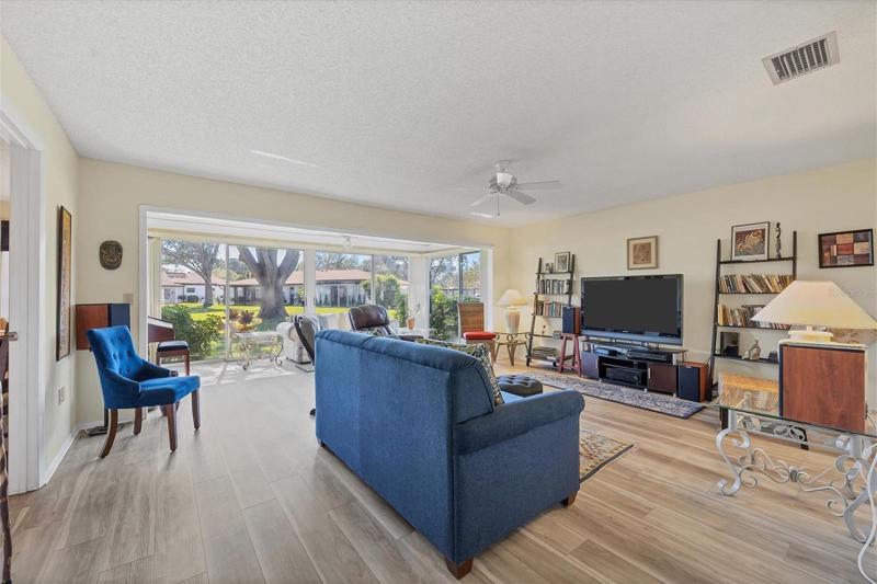 Beautiful, new flooring throughout the expansive living areas and both bedrooms!