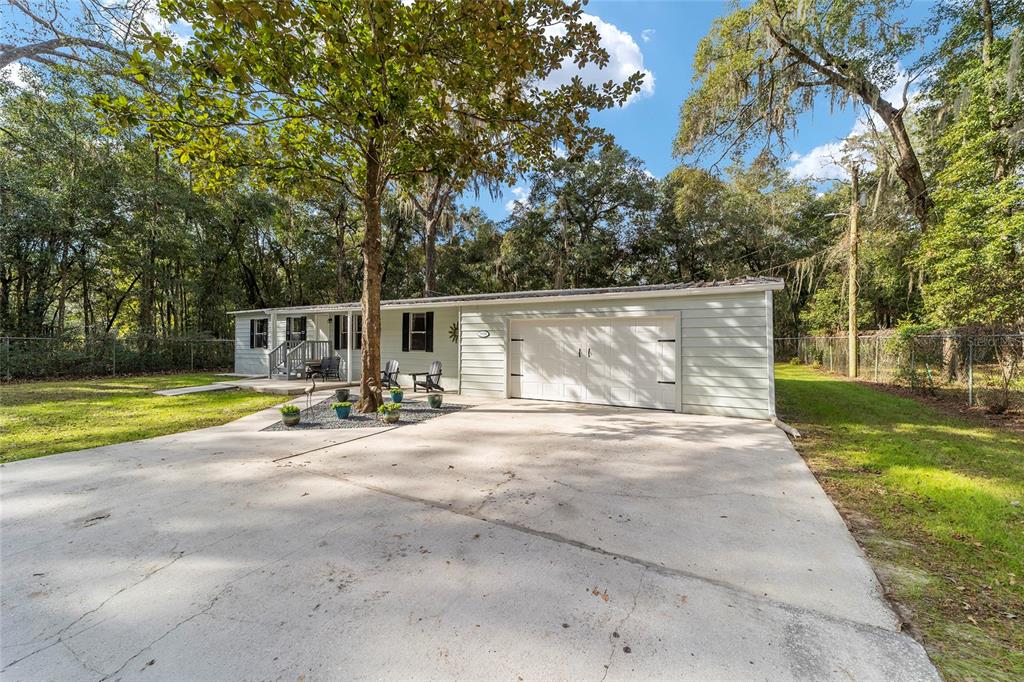 Huge garage and cement driveway