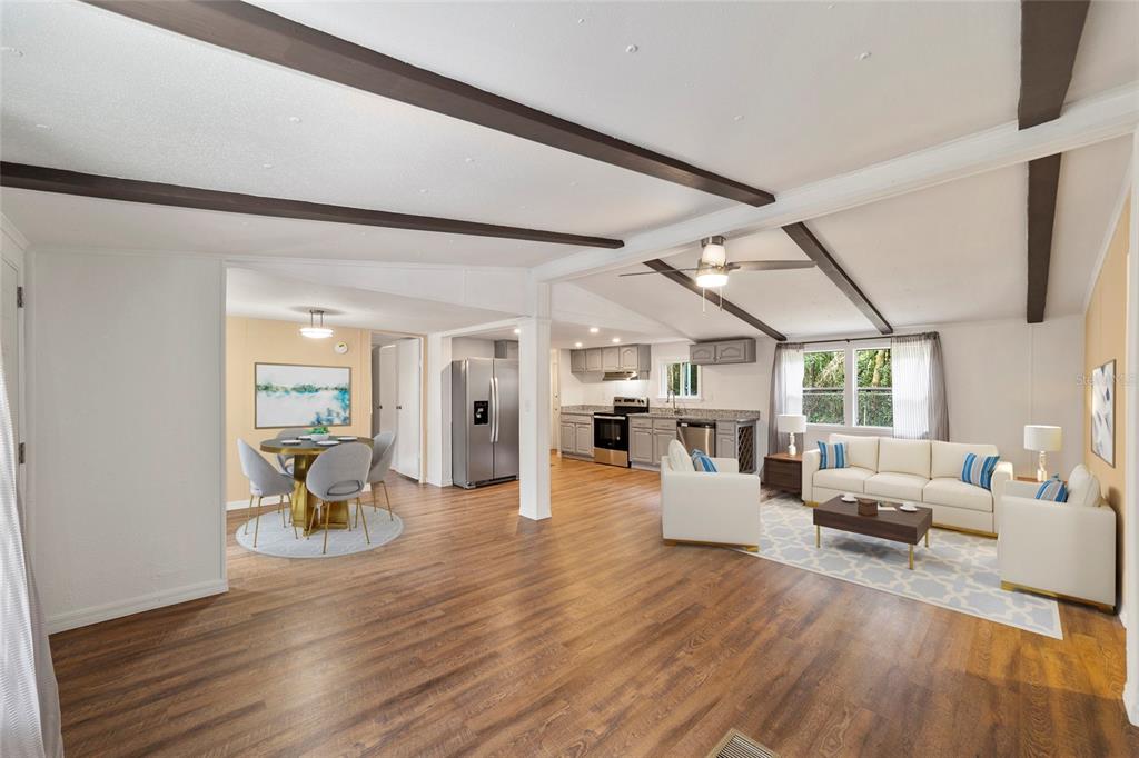 Great room staged