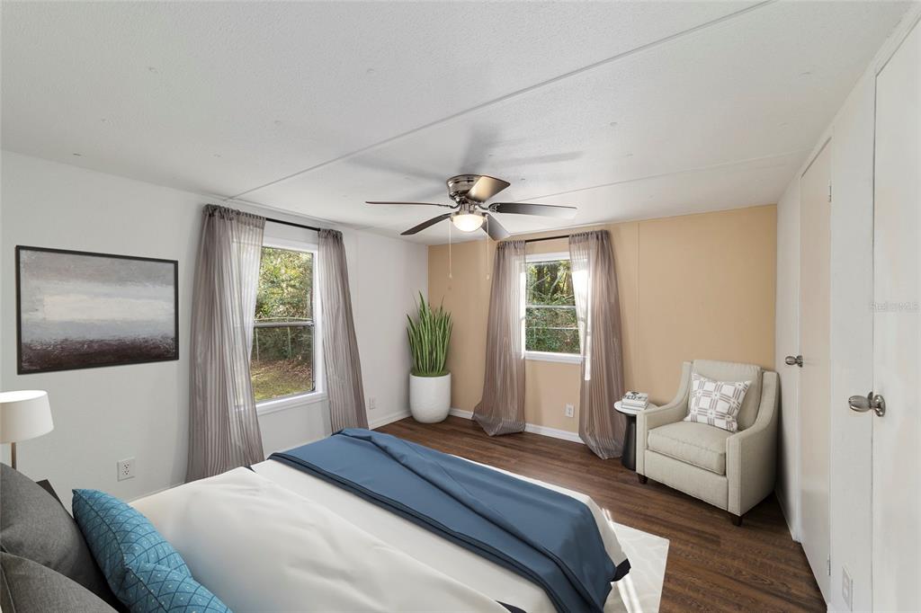 Master bedroom staged