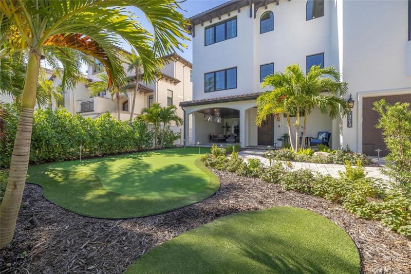 Cabana and putting green