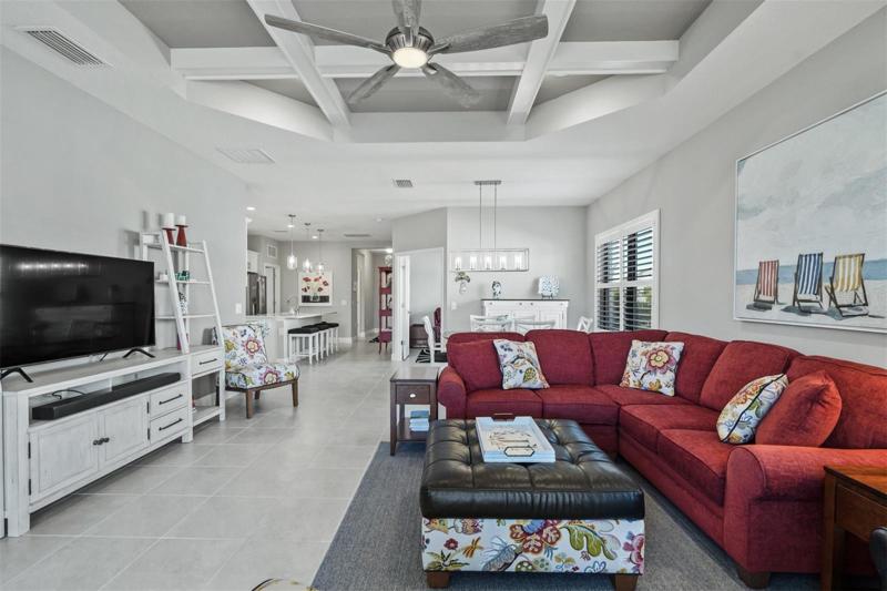 GREAT ROOM WITH PLANTATION SHUTTERS AT WINDOWS