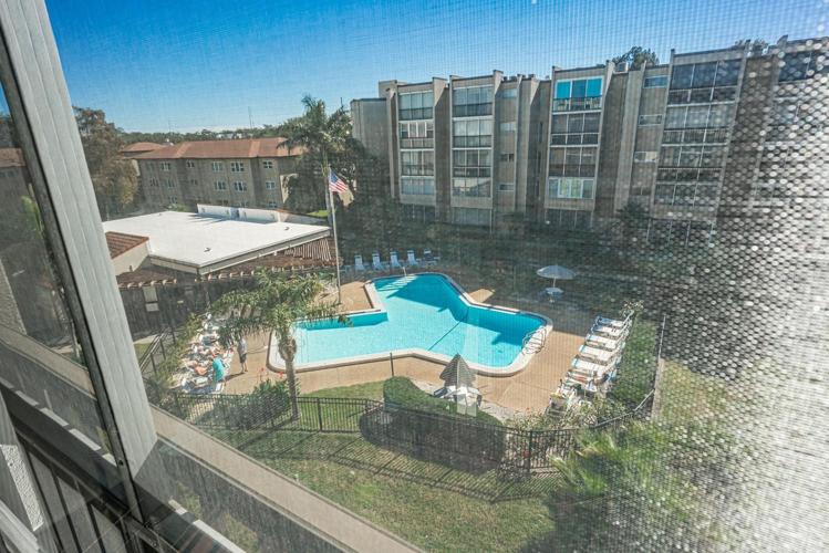 Veranda overlooking pool