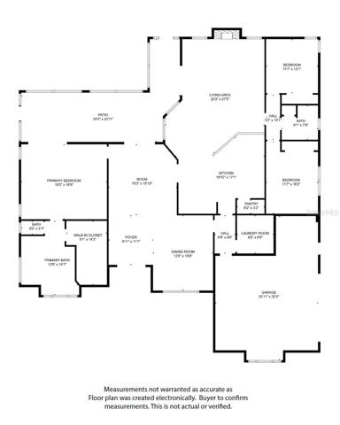 Measurements not warranted as accurate as floor plan was created electronically.  Buyer to confirm measurements if important.