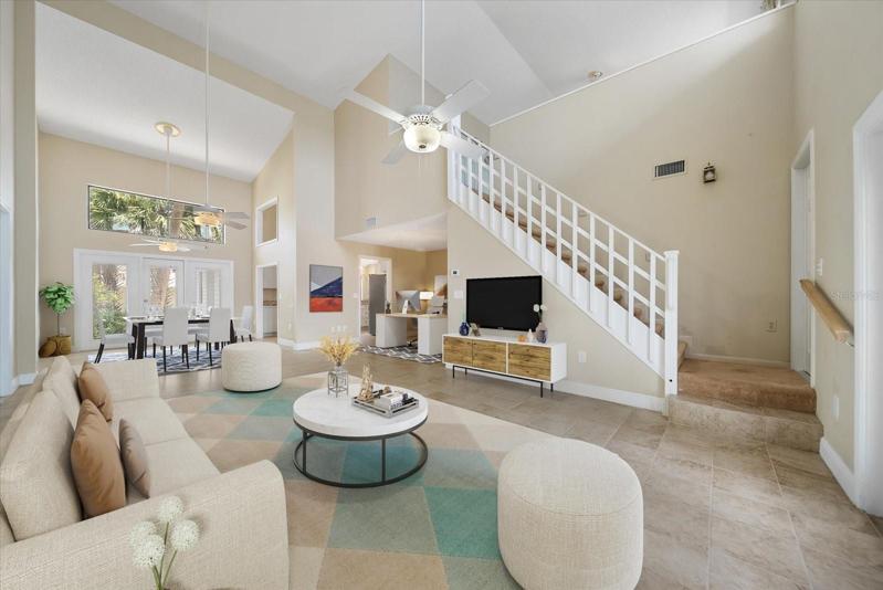 Living room virtually stage