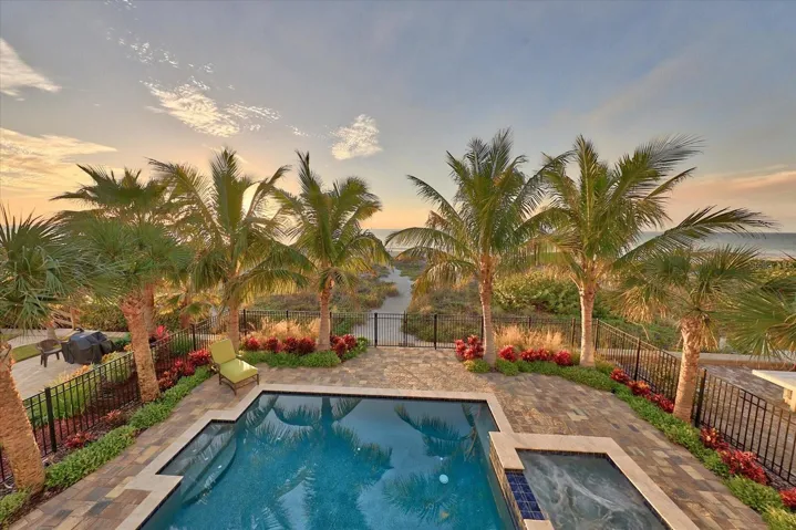 Aerial of backyard / pool