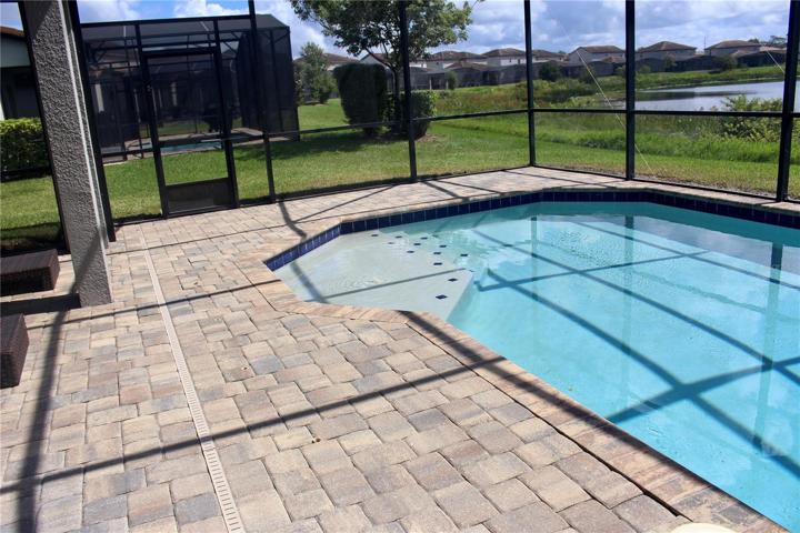 Pool deck after pressure washing.