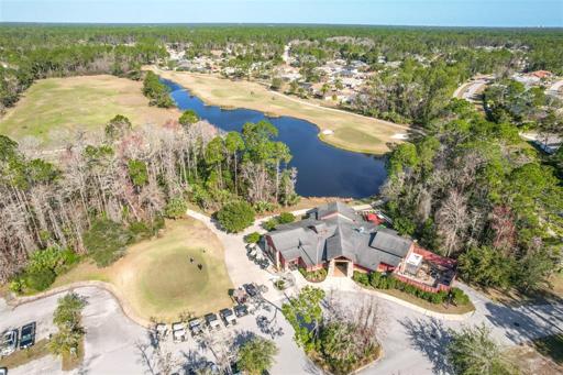 Aerial of golf course community.