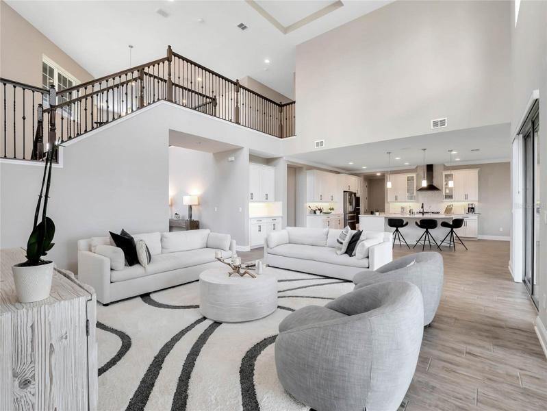 Open layout of kitchen and living room