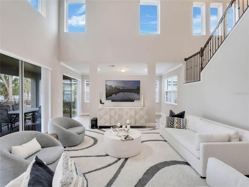 Living room with large windows