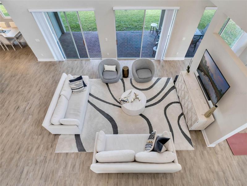 Overview of living room from loft