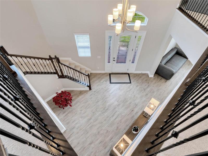 Overview of foyer from loft