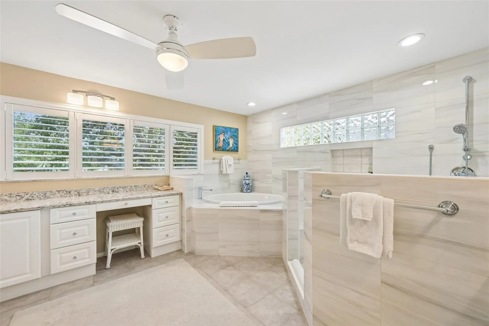 Primary bath with tub and seperate shower