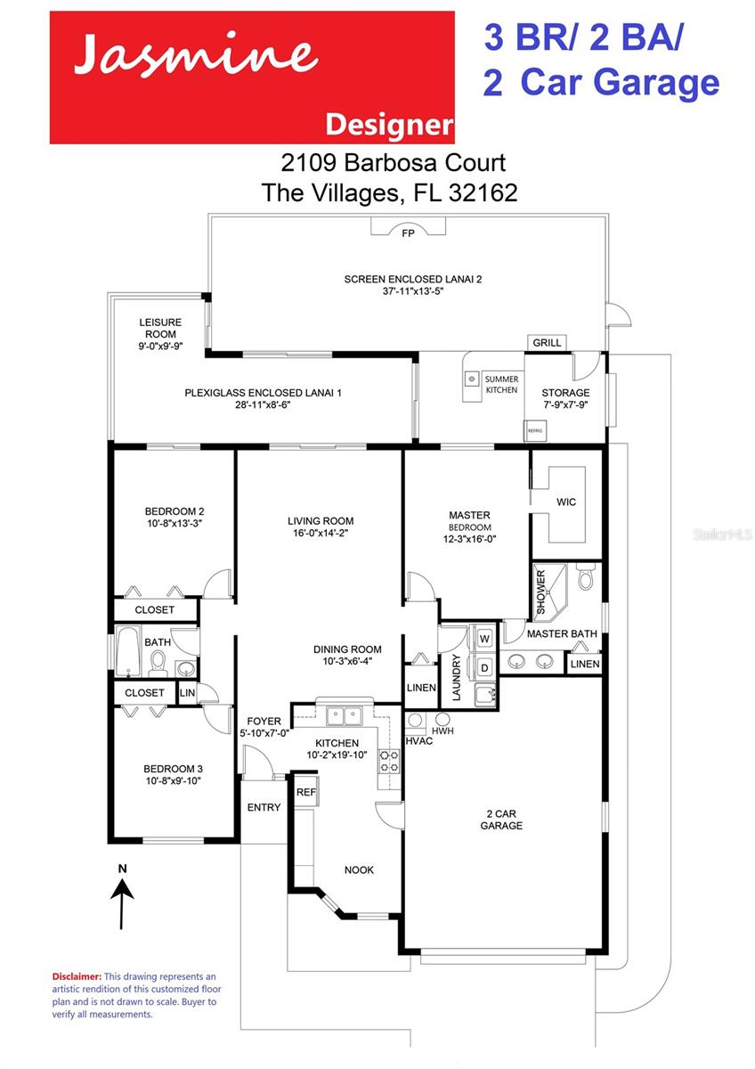 Customized JASMINE FLOOR PLAN - 2109 Barbosa Court, The Villages, FL 32162