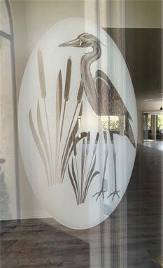 Front door with beautiful etching